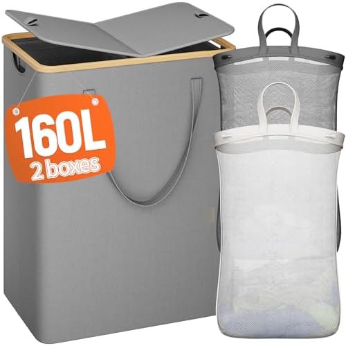 160L laundry hamper, gray