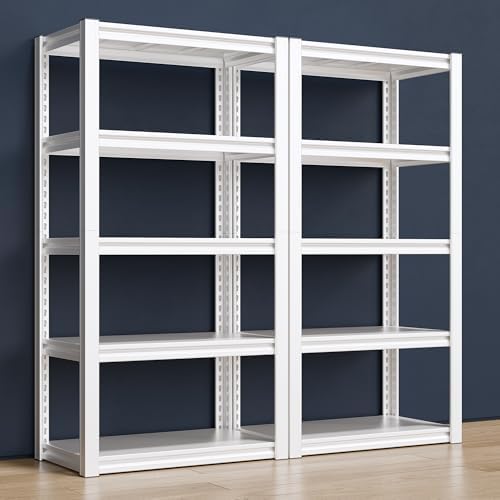 2-pack 5-tier garage shelving, 2010 lbs, white