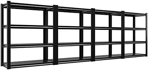 4-pack 4-tier garage shelving, 2000 lbs, 56" tall, black