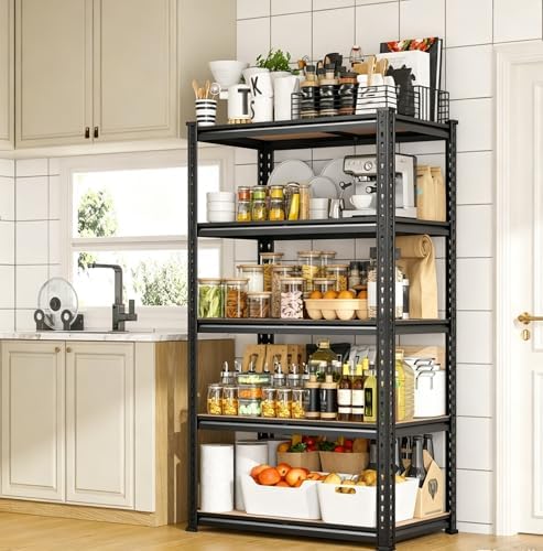 5-tier garage shelving, 2000 lbs, 60" tall, black