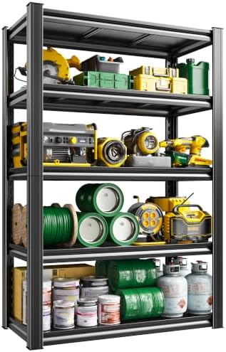 5-tier garage shelving, 2000 lbs, 72" tall, black