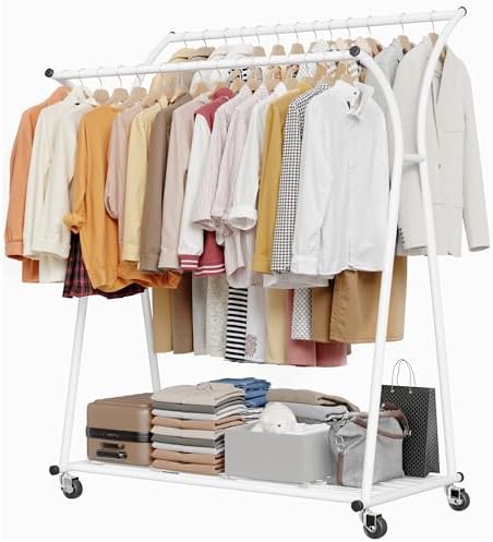 Clothes rack, 2 rods, white