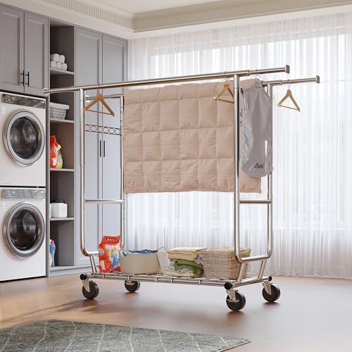 Clothes rack, 650 lbs, 2 rods, chrome