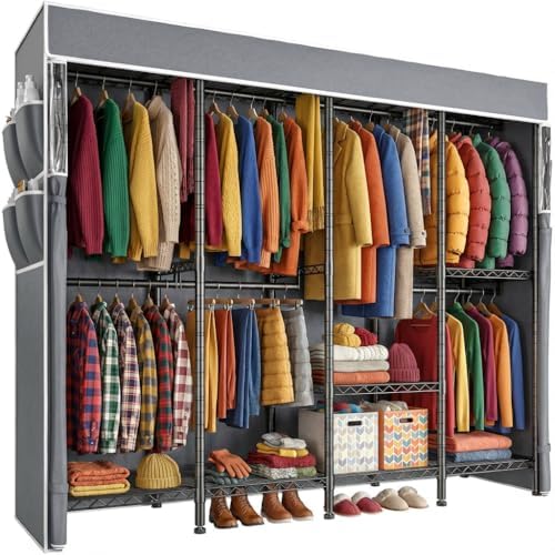 Clothes rack with cover, 1100 lbs, black