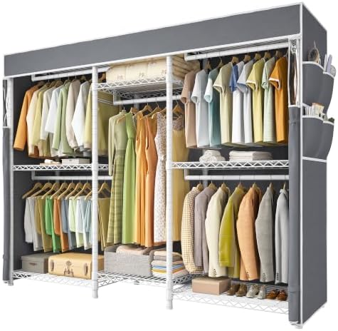 Clothes rack with cover, 1100 lbs, 75" wide, white