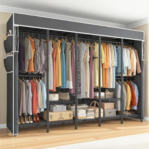 Clothes rack with cover, 1200 lbs, black