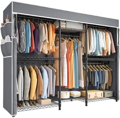 Clothes rack with cover, 900 lbs, black