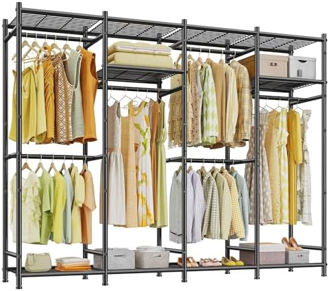 Freestanding closet system, 10 shelves, black