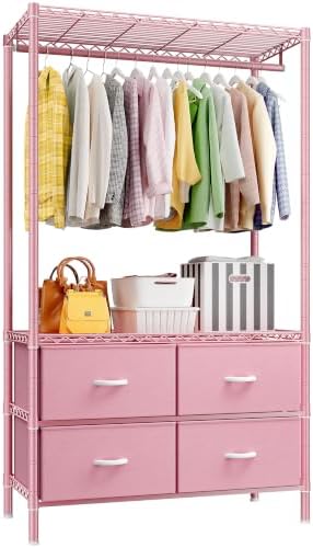 Freestanding closet system, 4 drawers, pink