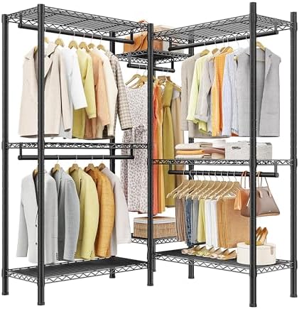 L-shaped portable closet, 900 lbs, black