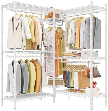 L-shaped portable closet, 900 lbs, white