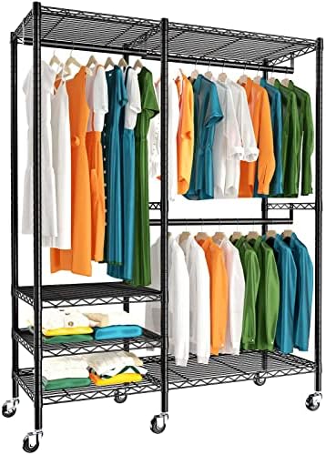 Rolling clothes rack, 45" wide, black
