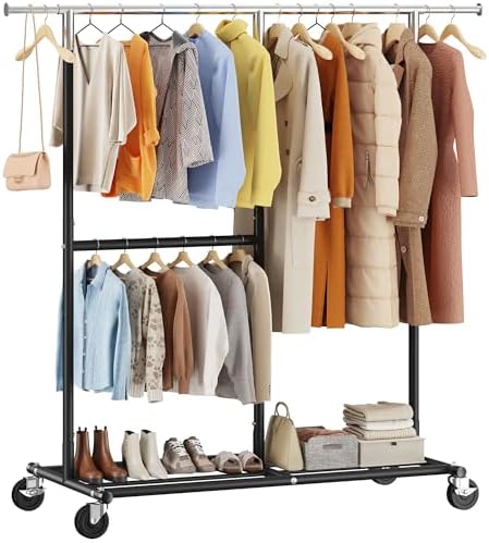 Rolling clothes rack, 450 lbs, black