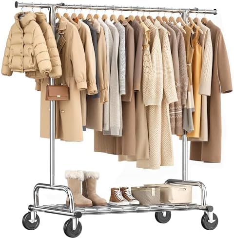 Rolling clothes rack, 450 lbs, chrome