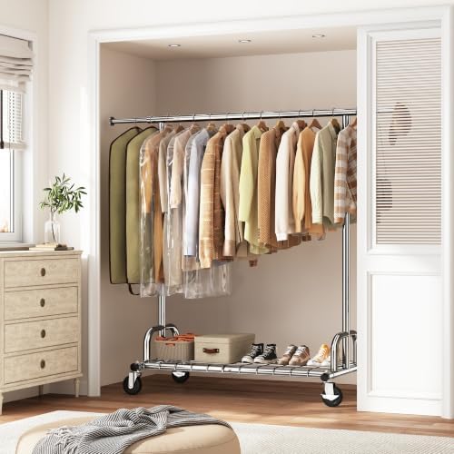 Rolling clothes rack, 530 lbs, chrome