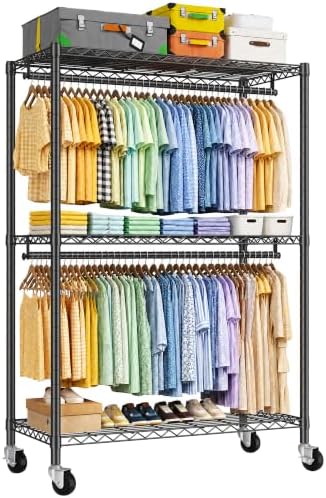 Rolling clothes rack, black