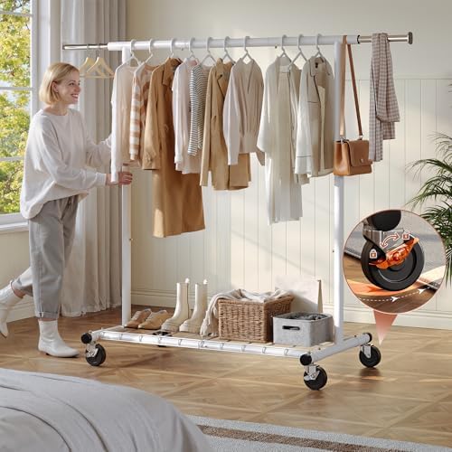 Rolling clothes rack, white
