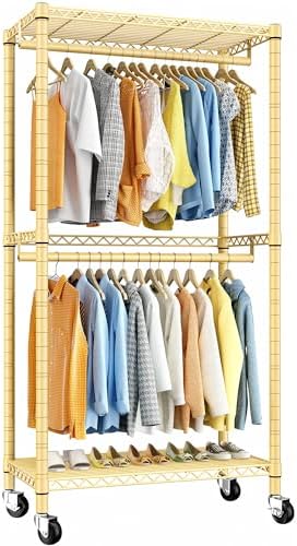 Rolling portable closet, black