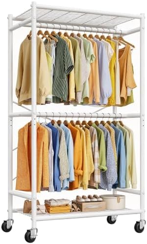 Rolling portable closet, white